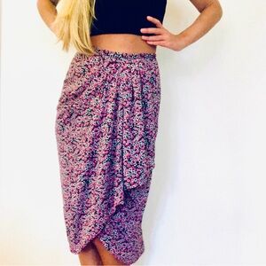 NEW Rachael Zoe cascading faux wrap floral midi skirt
